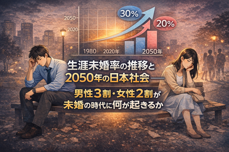 生涯未婚率の推移と2050年の日本社会── 男性3割・女性2割が未婚の時代に何が起きるか