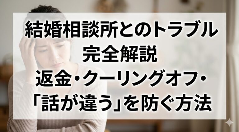 結婚相談所とのトラブル完全解説返金・クーリングオフ・「話が違う」を防ぐ方法