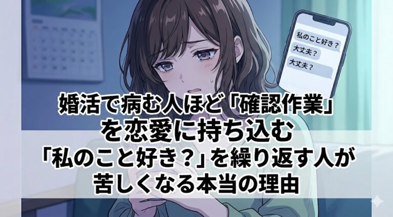 婚活で病む人ほど「確認作業」を恋愛に持ち込む｜「私のこと好き？」を繰り返す人が苦しくなる本当の理由