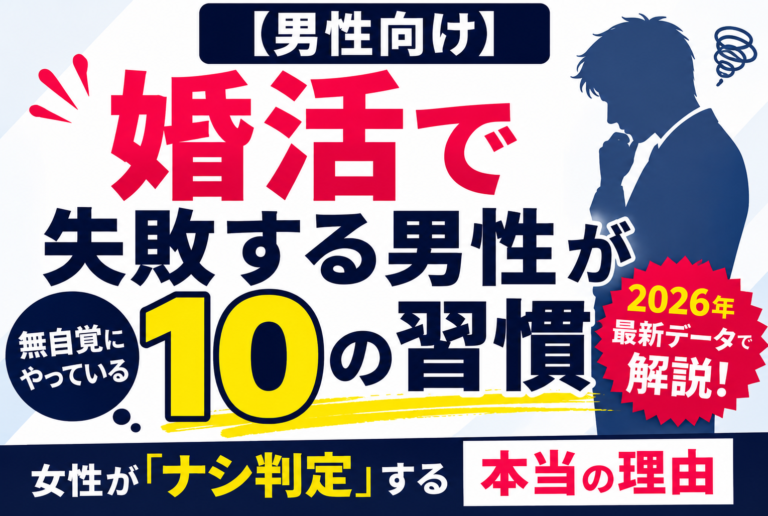 【男性向け】婚活で失敗する男性が無自覚にやっている10の習慣2026年最新データで解説｜女性が「ナシ判定」する本当の理由