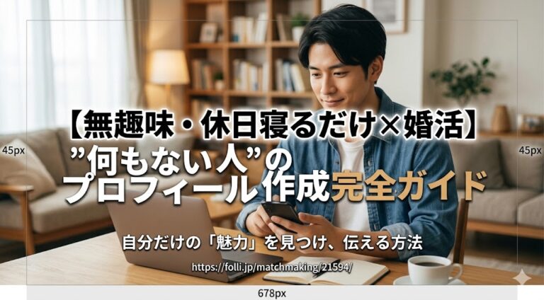 【無趣味・休日寝るだけ×婚活】”何もない人”のプロフィール作成完全ガイド