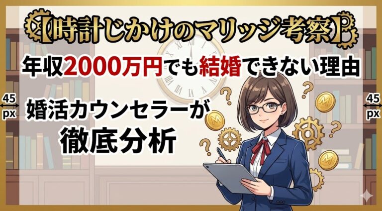 【時計じかけのマリッジ考察】年収2000万円でも結婚できない理由婚活カウンセラーが徹底分析