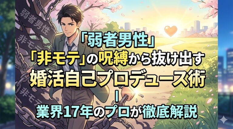「弱者男性」「非モテ」の呪縛から抜け出す婚活自己プロデュース術｜業界17年のプロが徹底解説