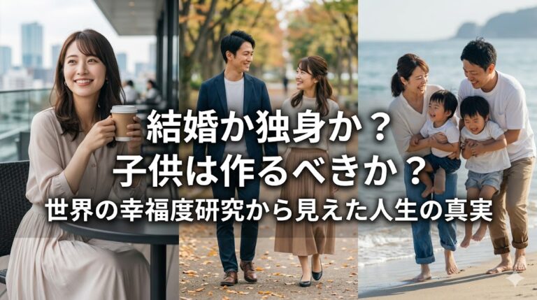 結婚か独身か？子供は作るべきか？世界の幸福度研究から見えた人生の真実