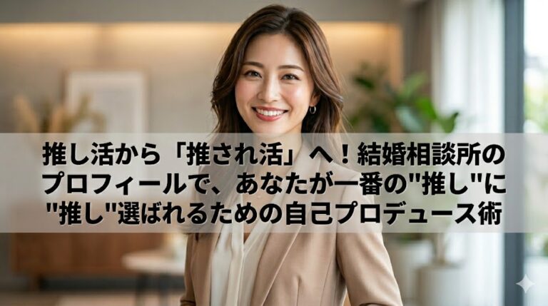 推し活から「推され活」へ！結婚相談所のプロフィールで、あなたが一番の”推し”に選ばれるための自己プロデュース術