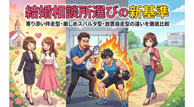 結婚相談所選びの新基準｜寄り添い伴走型・厳しめスパルタ型・放置自走型の違いを徹底比較