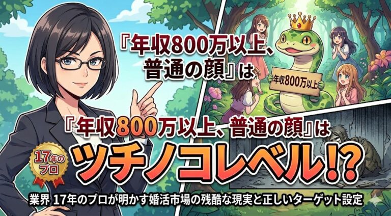 「年収800万以上、普通の顔」はツチノコレベル！？業界17年のプロが明かす婚活市場の残酷な現実と正しいターゲット設定