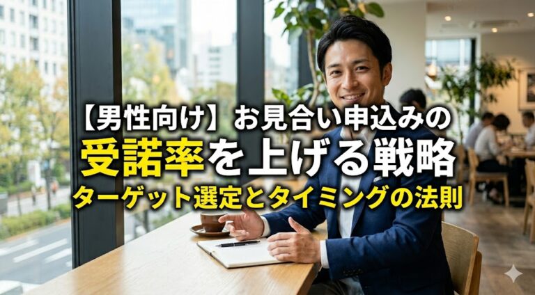 【男性向け】お見合い申込みの受諾率を上げる戦略｜ターゲット選定とタイミングの法則を婚活カウンセラーが解説