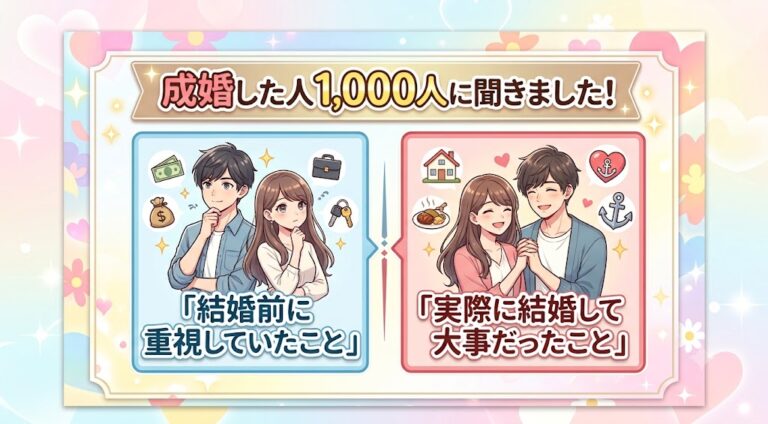 成婚した人1,000人に聞きました！「結婚前に重視していたこと」と「実際に結婚して大事だったこと」
