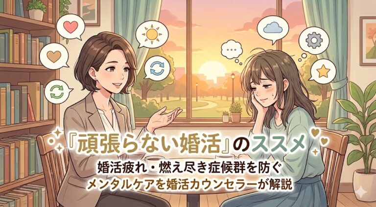 「頑張らない婚活」のススメ｜婚活疲れ・燃え尽き症候群を防ぐメンタルケアを婚活カウンセラーが解説
