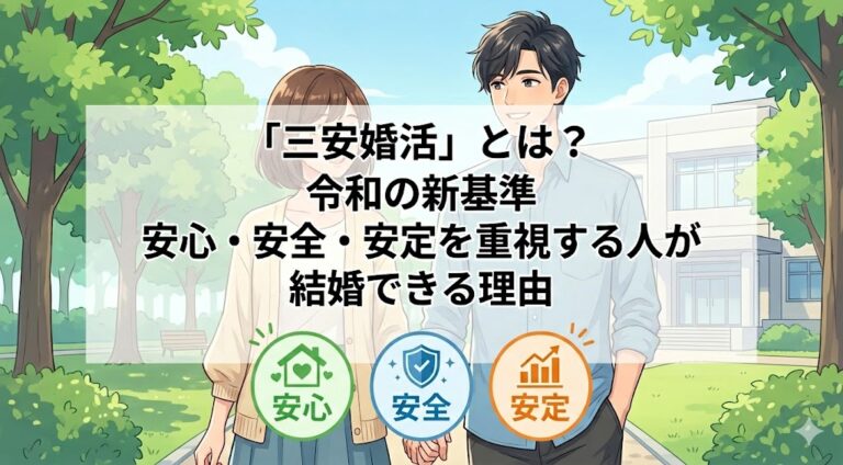 令和の新基準「三安婚活」とは？安心・安全・安定を重視する人が結婚できる理由