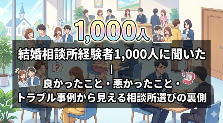結婚相談所経験者1,000人に聞いた｜良かったこと・悪かったこと・トラブル事例から見える相談所選びの裏側