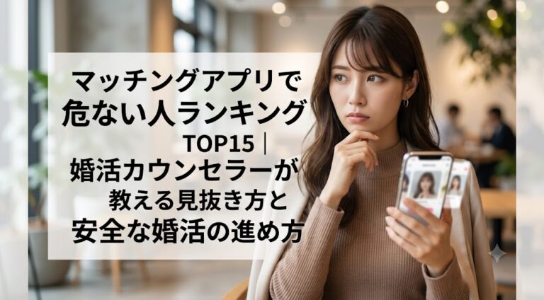 マッチングアプリで危ない人ランキングTOP15｜婚活カウンセラーが教える見抜き方と安全な婚活の進め方