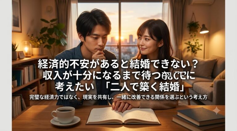 経済的不安があると結婚できない？収入が十分になるまで待つ前に考えたい「二人で築く結婚」 完璧な経済力ではなく、現実を共有し、一緒に改善できる関係を選ぶという考え方