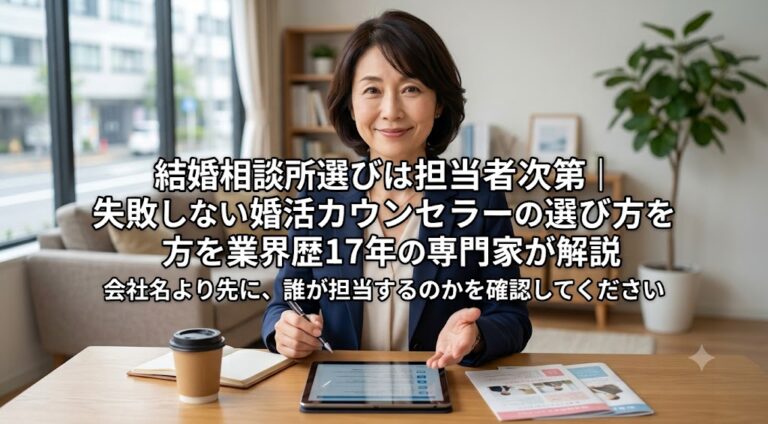 結婚相談所選びは担当者次第｜失敗しない婚活カウンセラーの選び方を業界歴17年の専門家が解説　会社名より先に、誰が担当するのかを確認してください