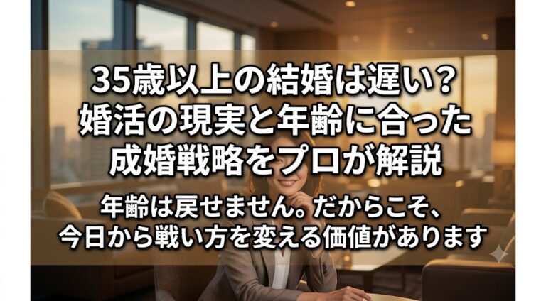 35歳以上の結婚は遅い？婚活の現実と年齢に合った成婚戦略をプロが解説　年齢は戻せません。だからこそ、今日から戦い方を変える価値があります