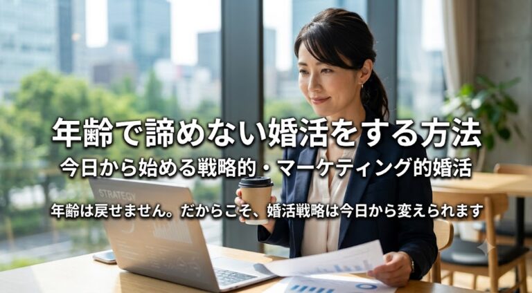 年齢で諦めない婚活をする方法｜今日から始める戦略的・マーケティング的婚活　年齢は戻せません。だからこそ、婚活戦略は今日から変えられます