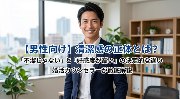 【男性向け】清潔感の正体とは？「不潔じゃない」と「好感度が高い」の決定的な違い｜婚活カウンセラーが徹底解説