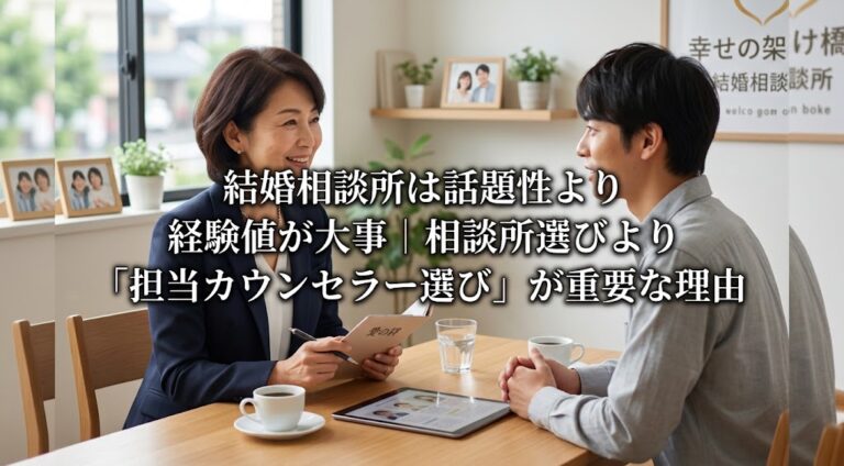 結婚相談所は話題性より経験値が大事｜相談所選びより「担当カウンセラー選び」が重要な理由