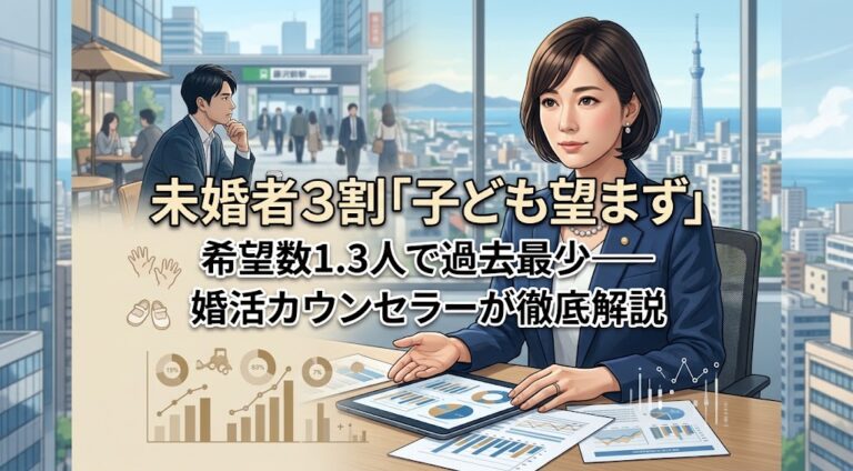 未婚者3割「子ども望まず」希望数1.3人で過去最少——婚活カウンセラーが徹底解説