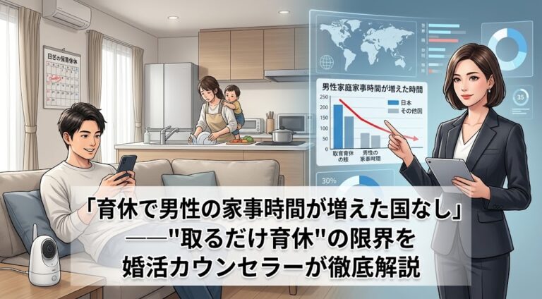 「育休で男性の家事時間が増えた国なし」——”取るだけ育休”の限界を婚活カウンセラーが徹底解説