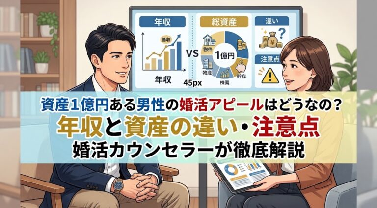資産1億円ある男性の婚活アピールはどうなの？年収と資産の違い・注意点を婚活カウンセラーが徹底解説