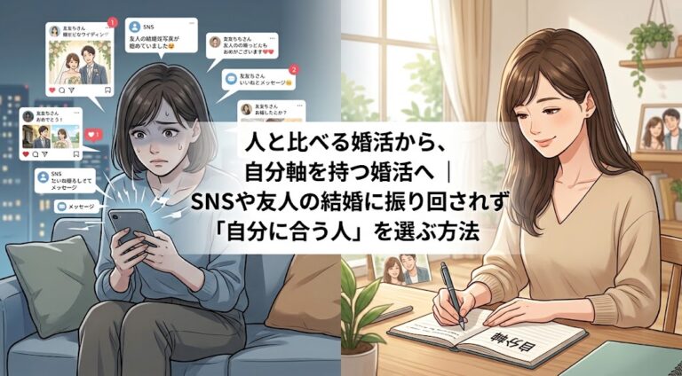 人と比べる婚活から、自分軸を持つ婚活へ｜SNSや友人の結婚に振り回されず「自分に合う人」を選ぶ方法