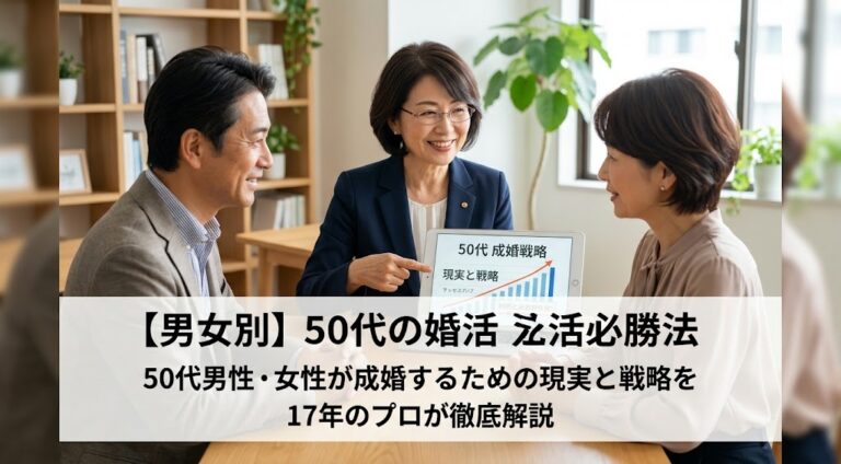 【男女別】50代の婚活必勝法｜50代男性・女性が成婚するための現実と戦略を17年のプロが徹底解説