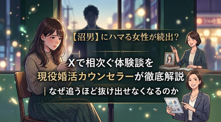 「沼男」にハマる女性が続出？Xで相次ぐ体験談を現役婚活カウンセラーが徹底解説｜なぜ追うほど抜け出せなくなるのか
